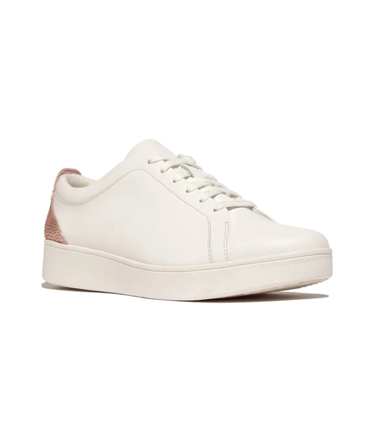 Fitflop Rally Crystal Blush Backtab Leather Sneaker White