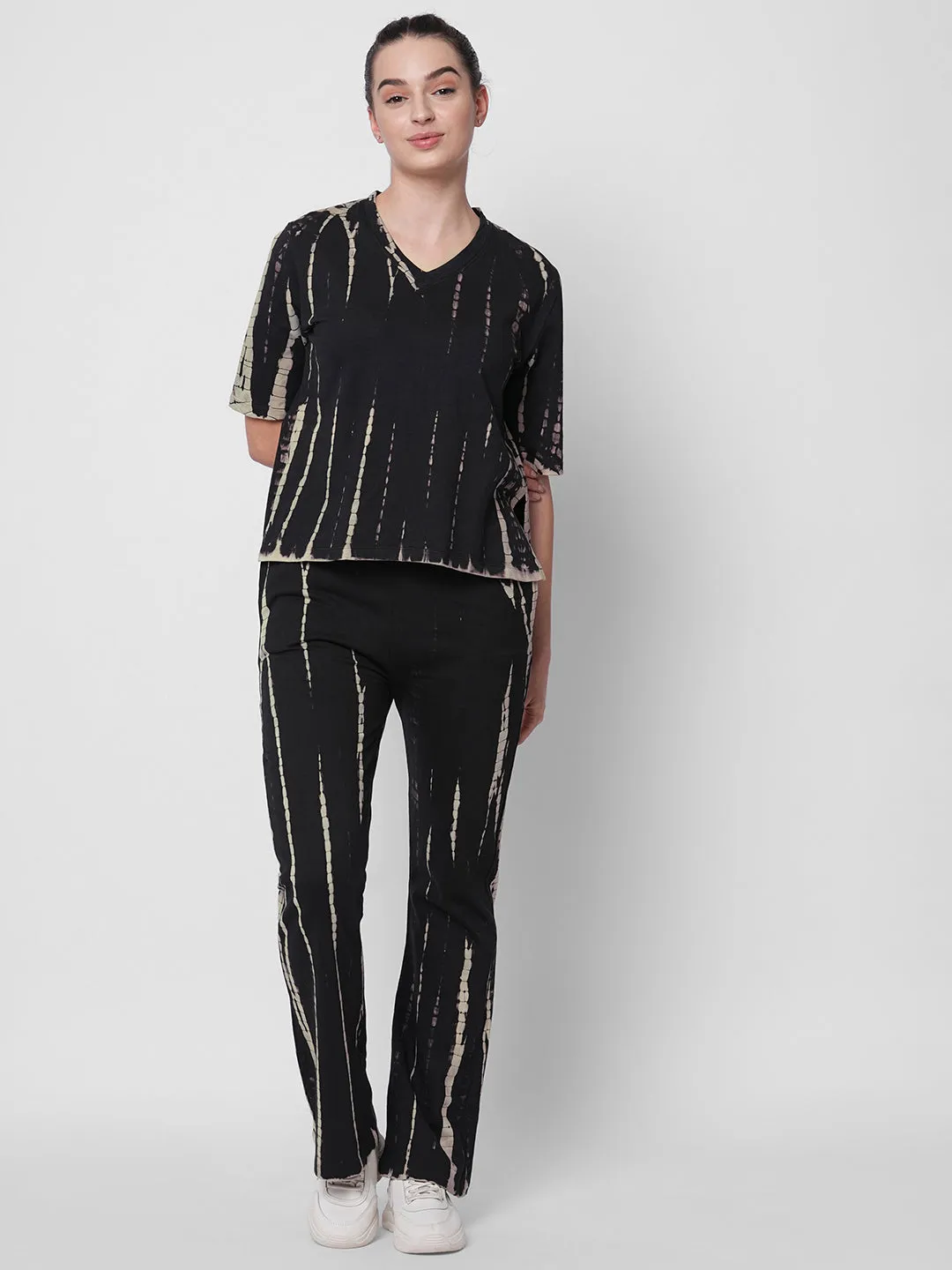 Fitkin women black tie dye tracksuit