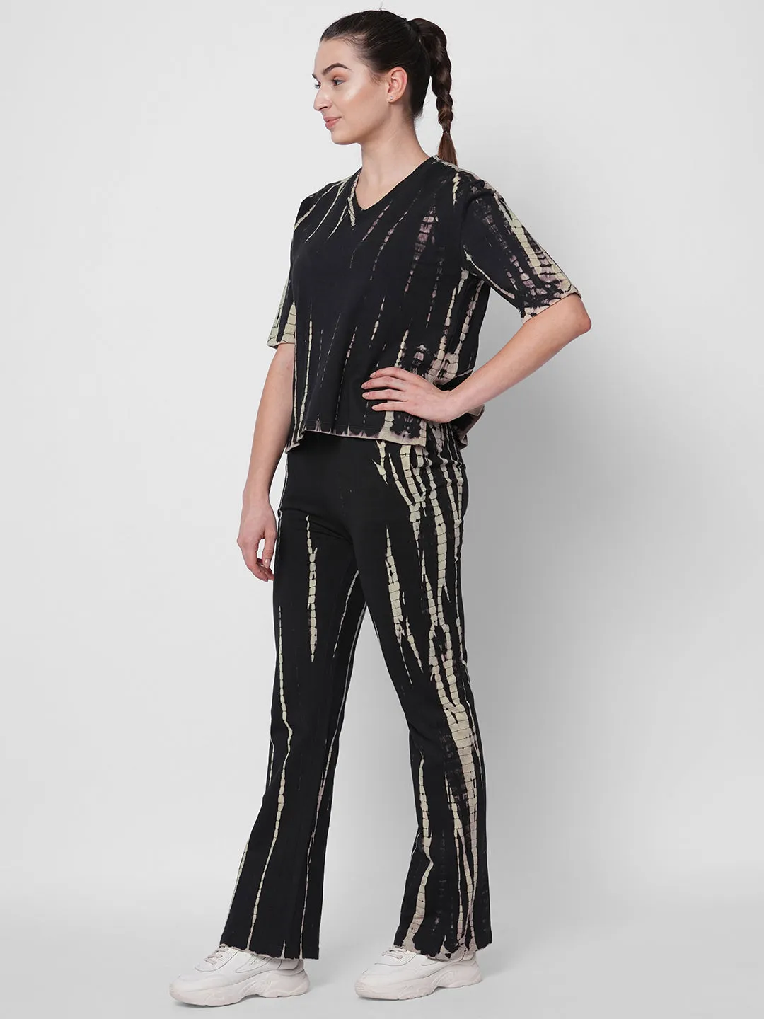 Fitkin women black tie dye tracksuit