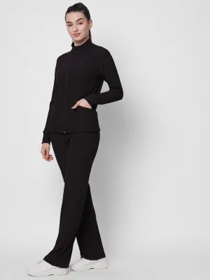 Fitkin women ribbed brown zipper co-ord tracksuit