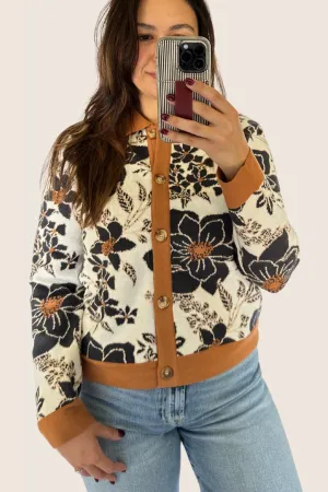 Floral button down sweater