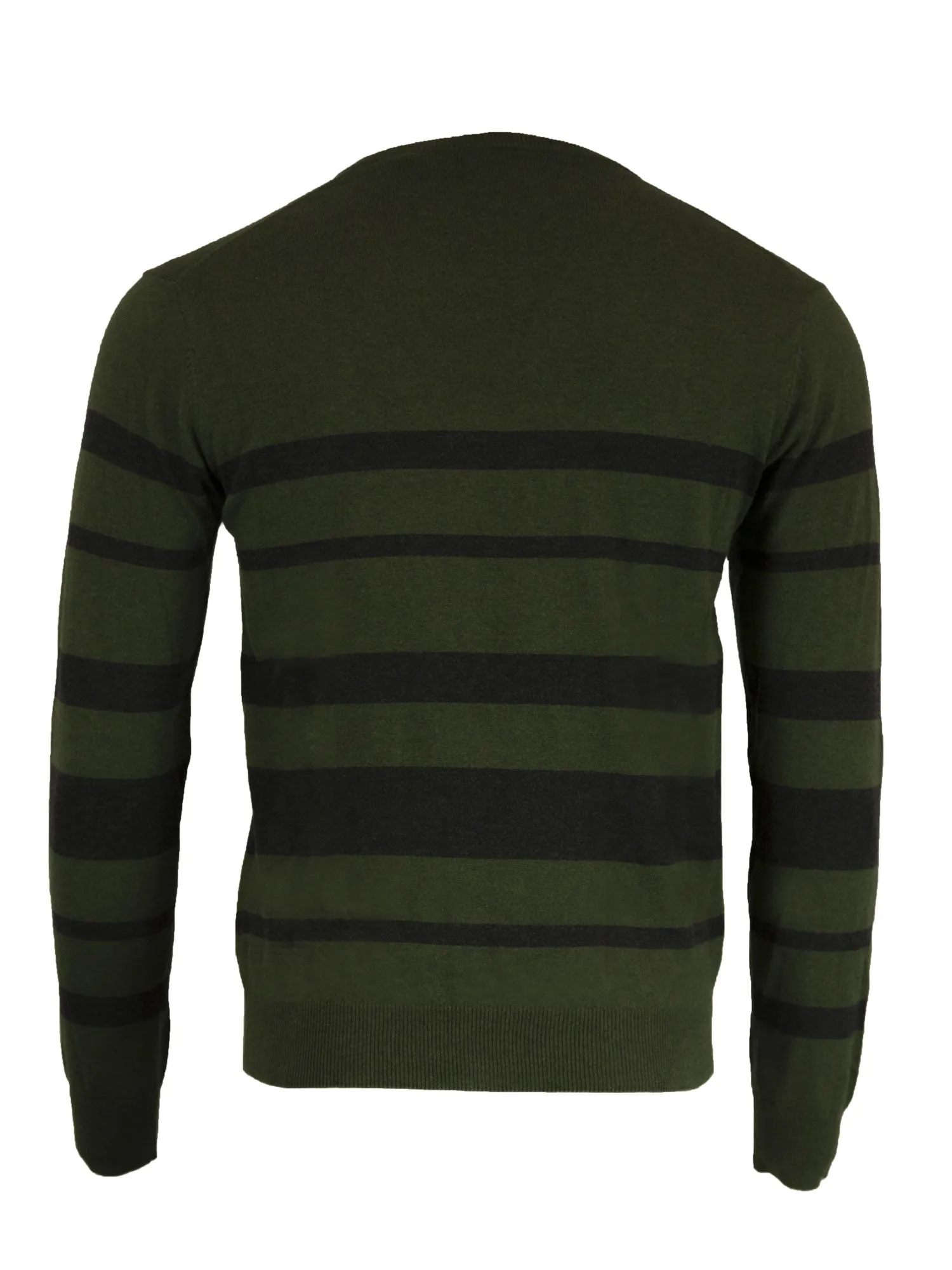 Gant Men's O1 Cotton Wool Stripe V-Neck Sweater, Medium, Forest Green Melange