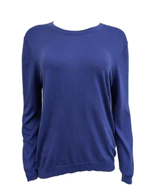 GANT RUGGER Women's Indigo Blue Cotton Silk Blend Crue Sweater 488813 Size L