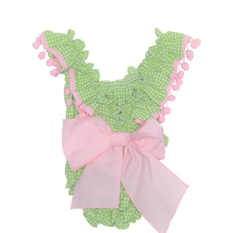 Girls Green Gingham Shortie
