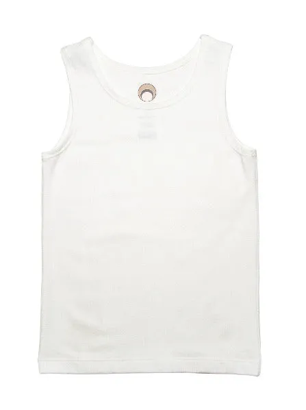 Girls White Organic Soft Cotton Knit Essential Tank Top