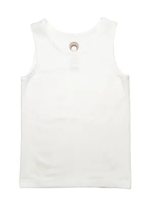 Girls White Organic Soft Cotton Knit Essential Tank Top