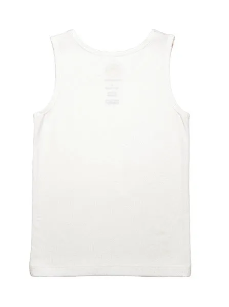 Girls White Organic Soft Cotton Knit Essential Tank Top