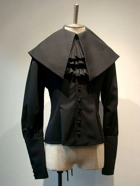Gothic Lolita Shirt Ruffle Lace Up Detachable Collar Cotton Lolita Top