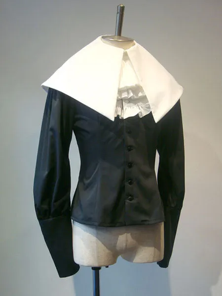 Gothic Lolita Shirt Ruffle Lace Up Detachable Collar Cotton Lolita Top