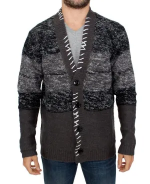 Gray knitted wool cardigan sweater