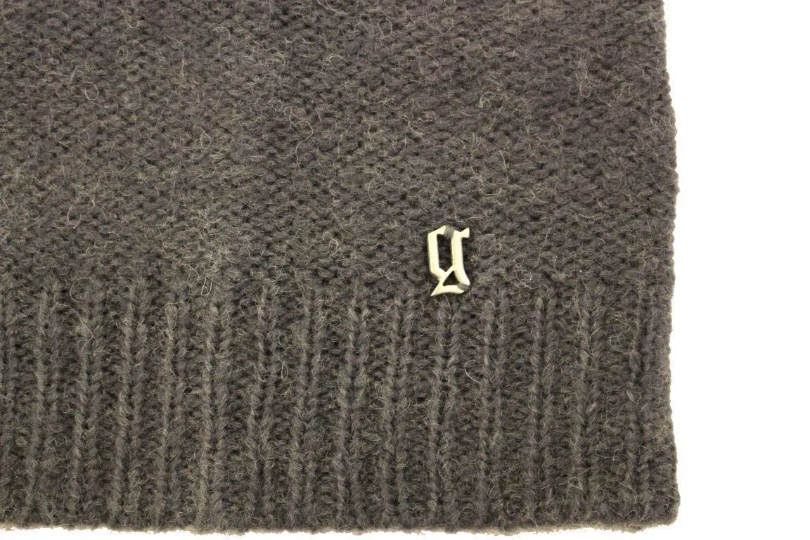 Gray knitted wool cardigan sweater