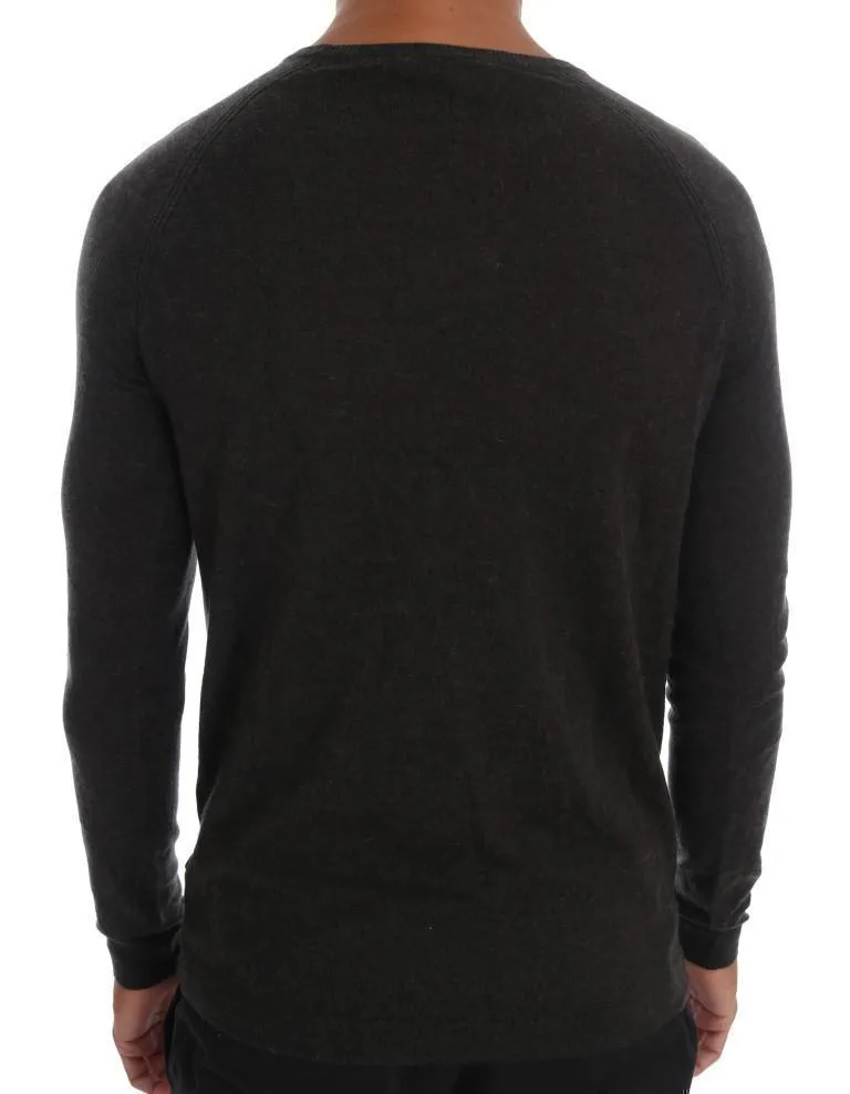 Gray Wool Blend Pullover Sweater