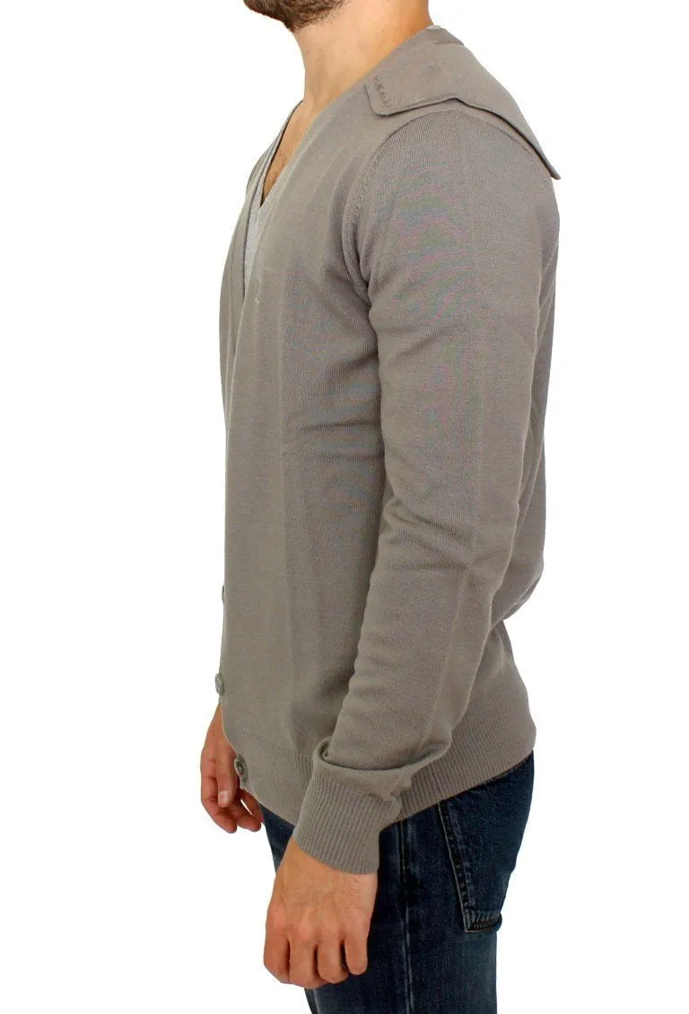 Gray wool cardigan sweater