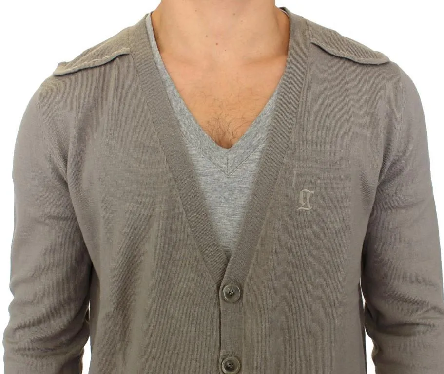 Gray wool cardigan sweater