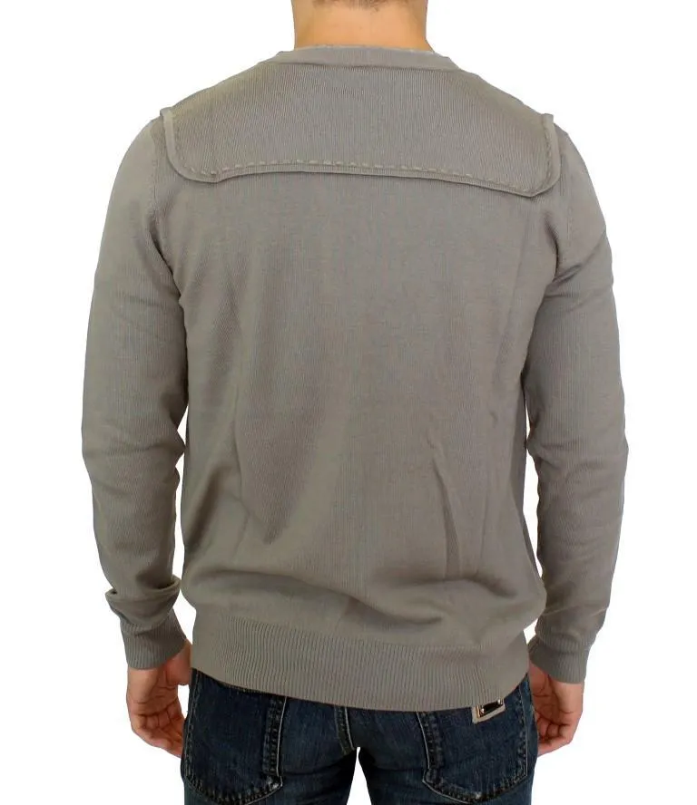 Gray wool cardigan sweater
