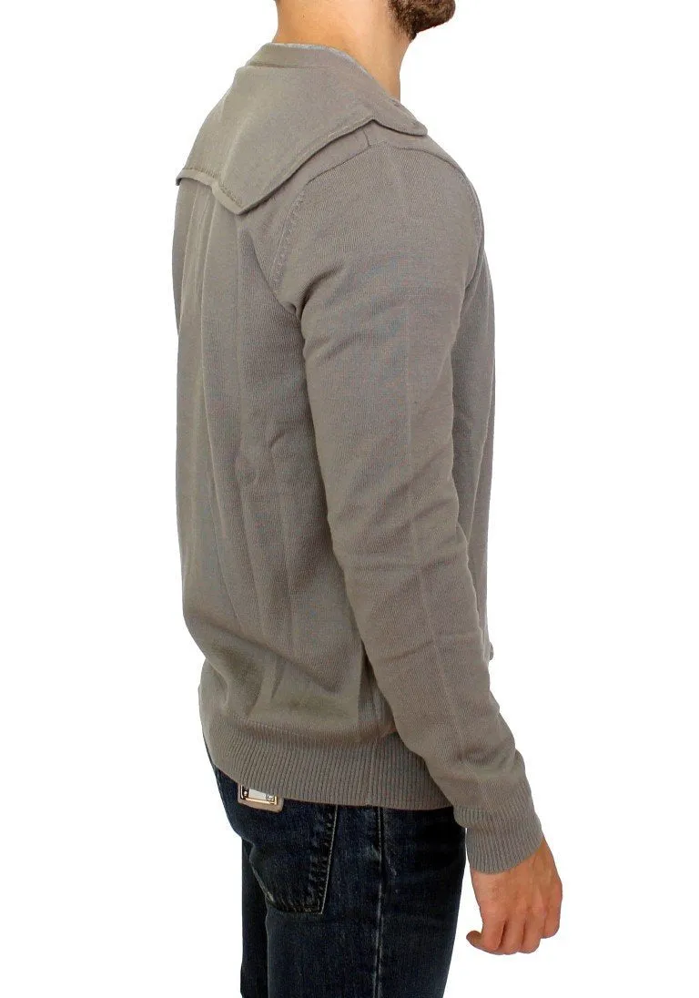 Gray wool cardigan sweater