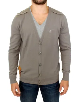 Gray wool cardigan sweater