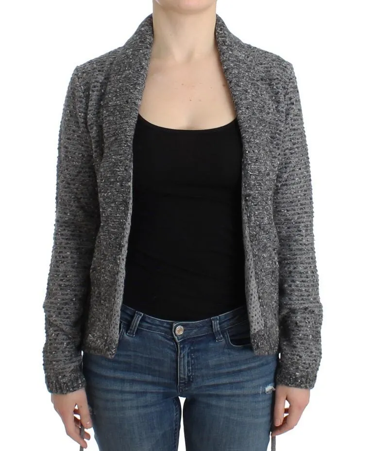 Gray wool knitted cardigan