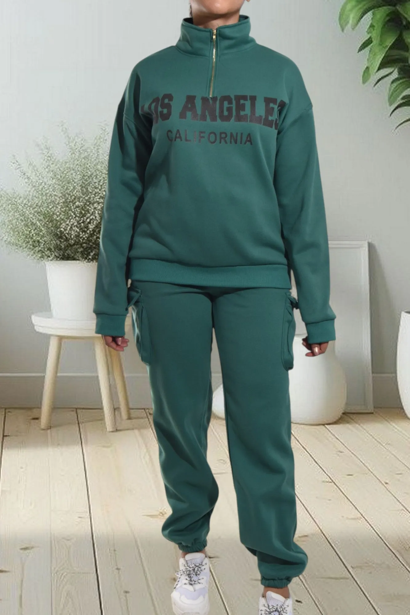 Green Graphic Pocket Tracksuit Set