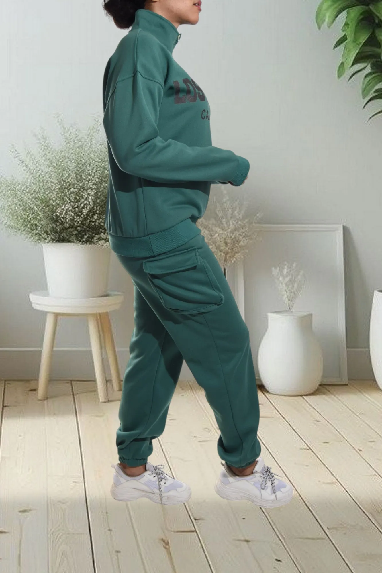 Green Graphic Pocket Tracksuit Set