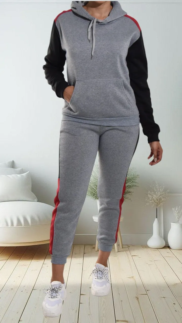 Grey Fleece Tracksuit Set