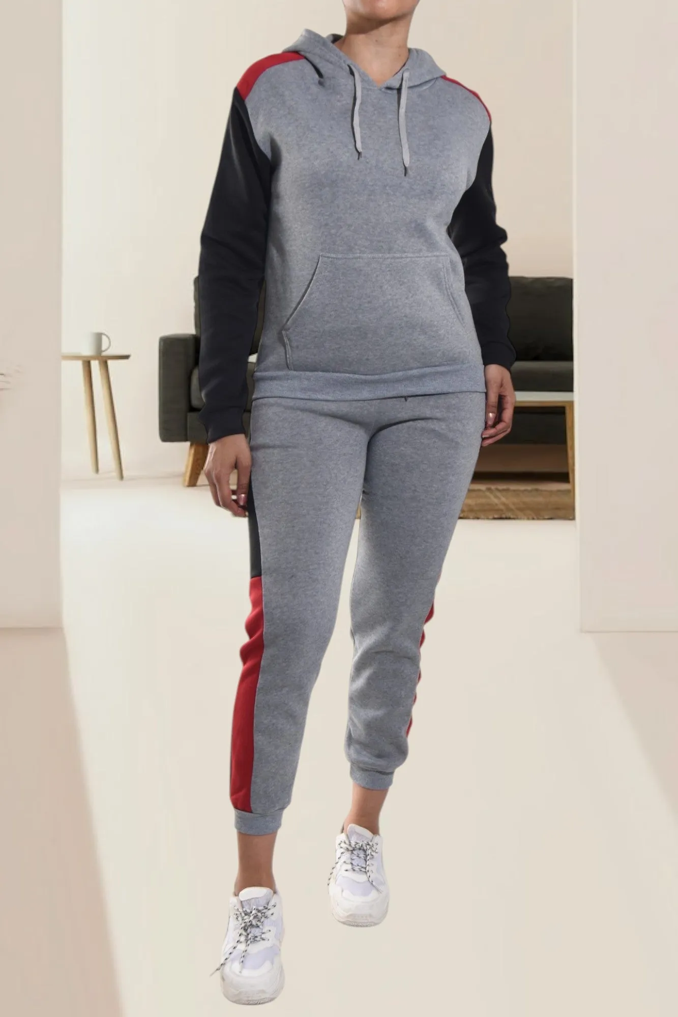 Grey Fleece Tracksuit Set