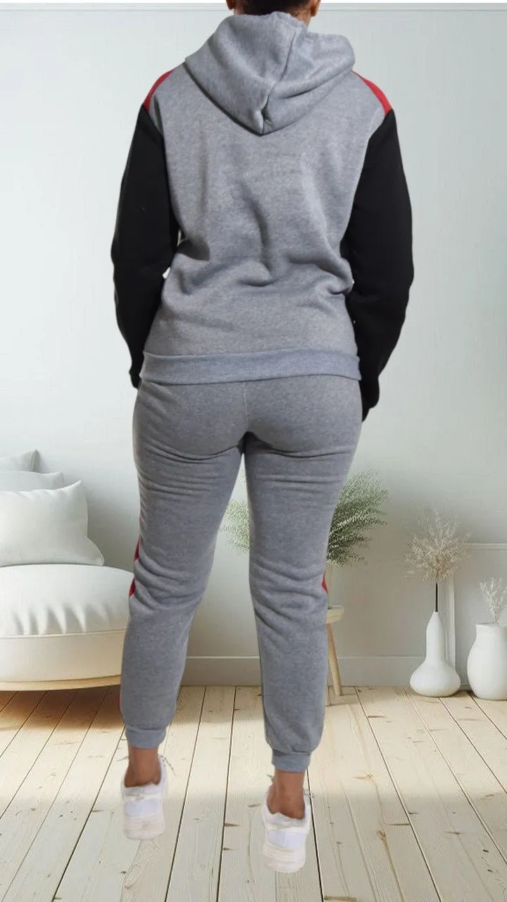 Grey Fleece Tracksuit Set