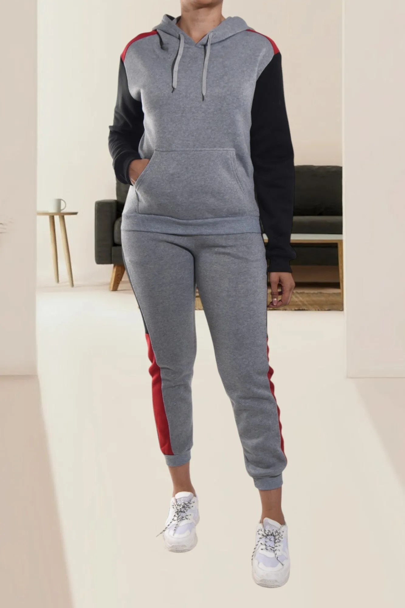Grey Fleece Tracksuit Set