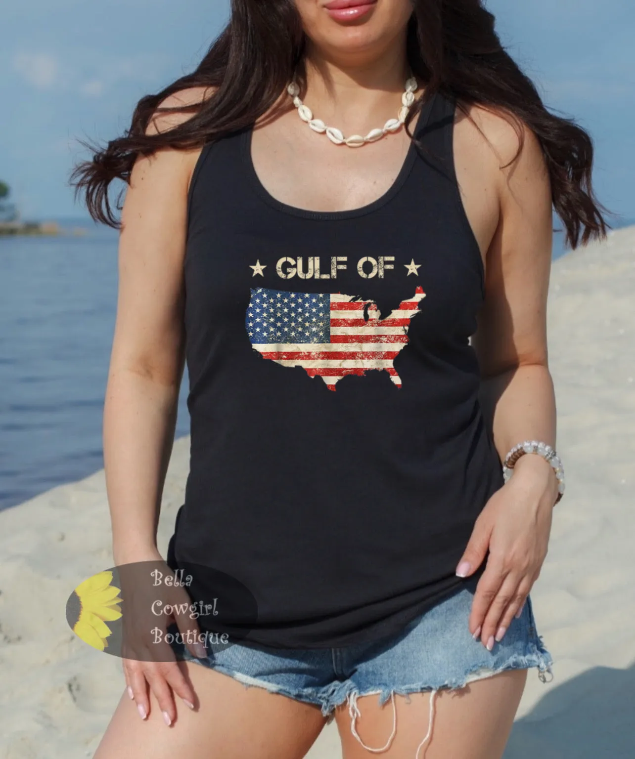 Gulf Of America Beach Patriotic  Women's Tank Top