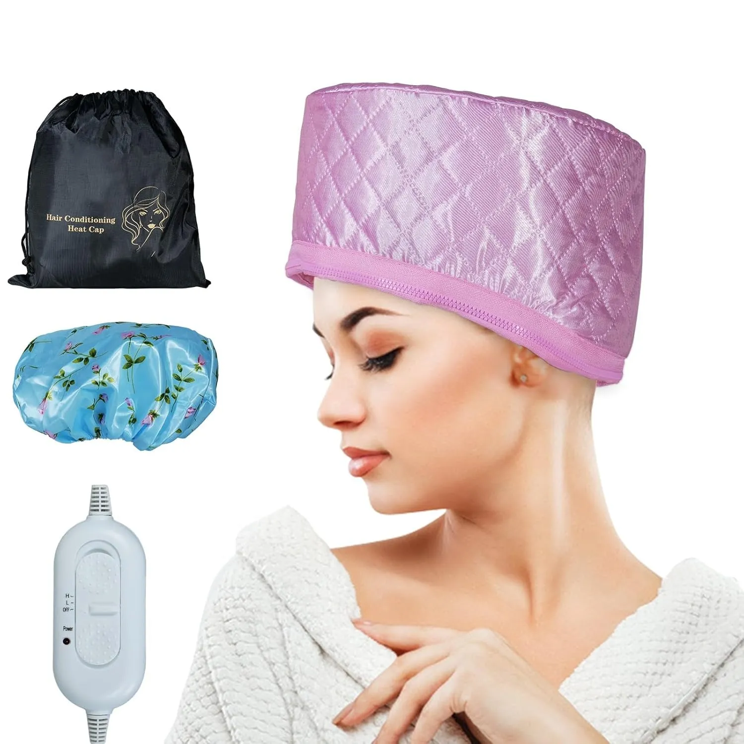 Hair Thermal Steamer Treatment SPA Cap Nourishing Care Hat with Adjustable Temperature Control,Moisturize and Nourish, Hair Care for Home Use(Black)
