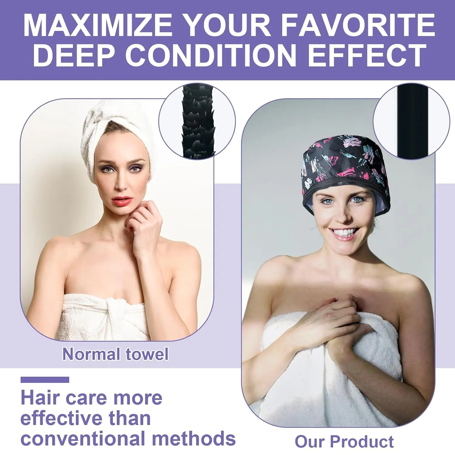 Hair Thermal Steamer Treatment SPA Cap Nourishing Care Hat with Adjustable Temperature Control,Moisturize and Nourish, Hair Care for Home Use(Black)