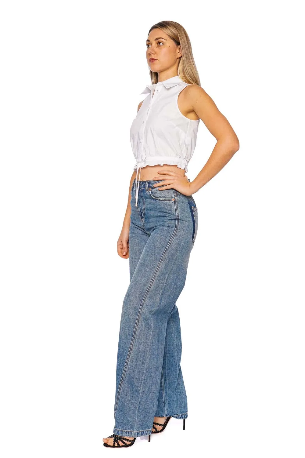 Hannah Sleeveless Drawstring Cotton Top