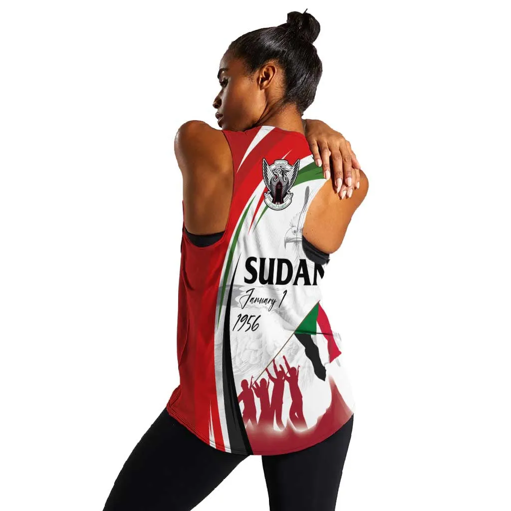 Happy Independence of Sudan Women Racerback Tank Soldiers Fight for Homeland - Victory is ours LT03