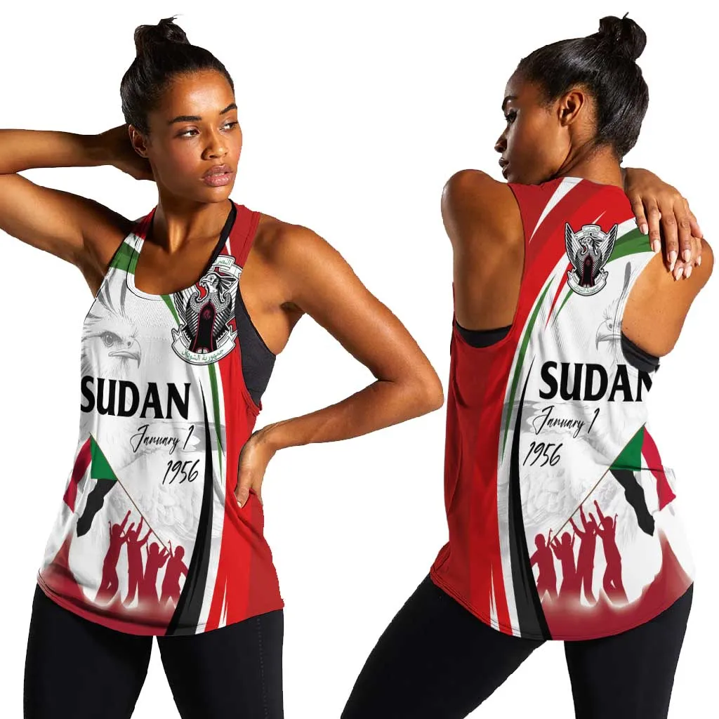 Happy Independence of Sudan Women Racerback Tank Soldiers Fight for Homeland - Victory is ours LT03