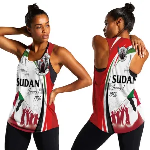 Happy Independence of Sudan Women Racerback Tank Soldiers Fight for Homeland - Victory is ours LT03