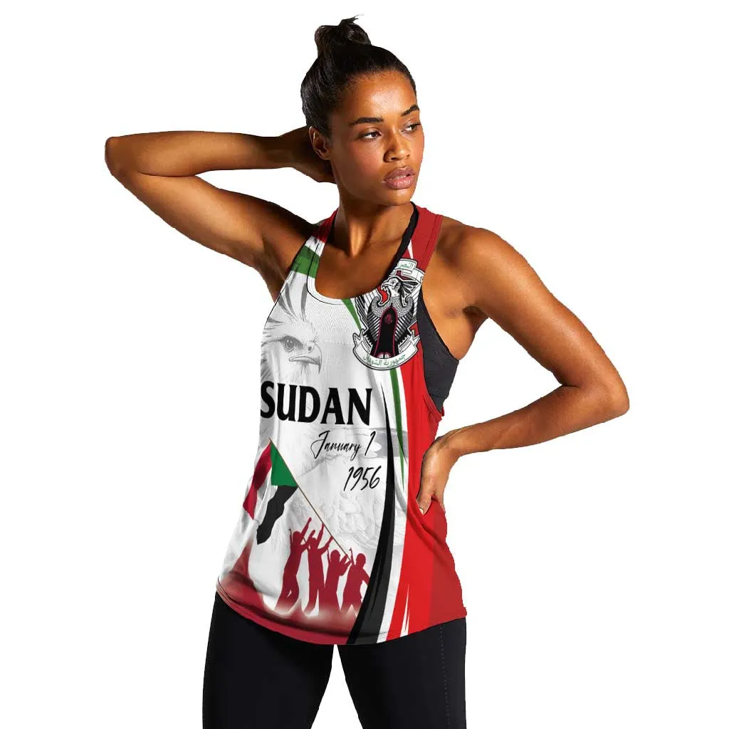 Happy Independence of Sudan Women Racerback Tank Soldiers Fight for Homeland - Victory is ours LT03