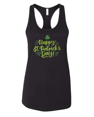 Happy St Patrick's day tank top women racerback st patrick's day tank top