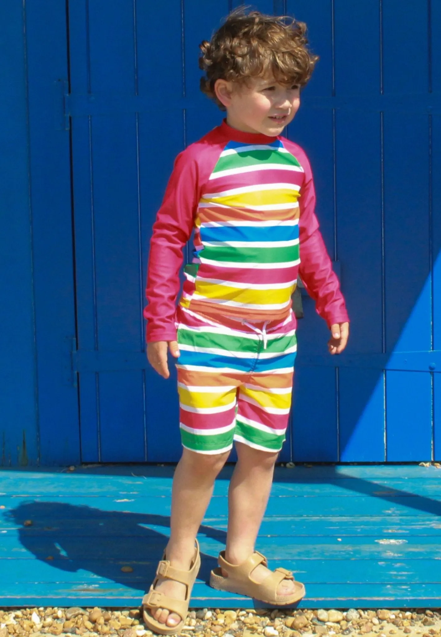 Happy Stripe Print Kids' Swim Rash Vest