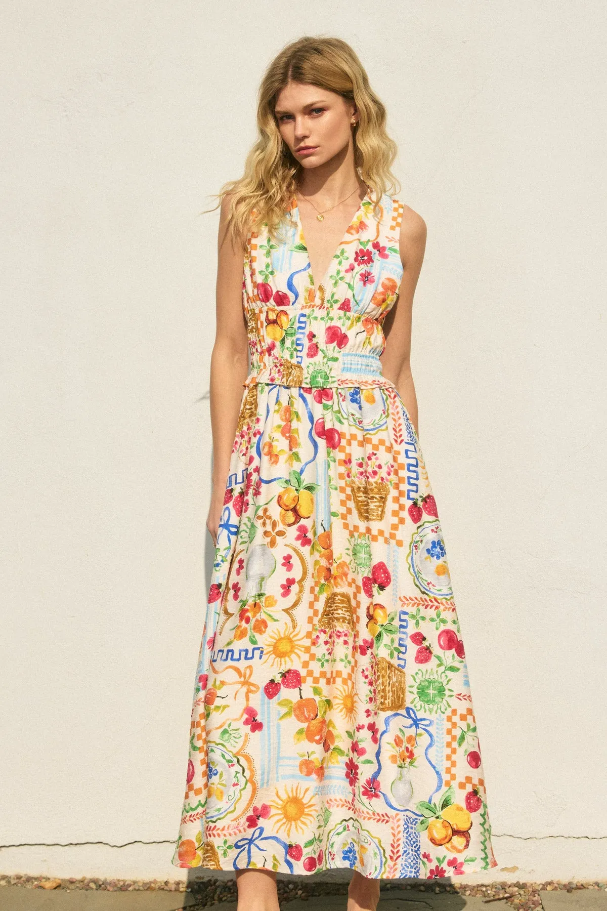 Harper Poplin Shirred Waist Midi Dress