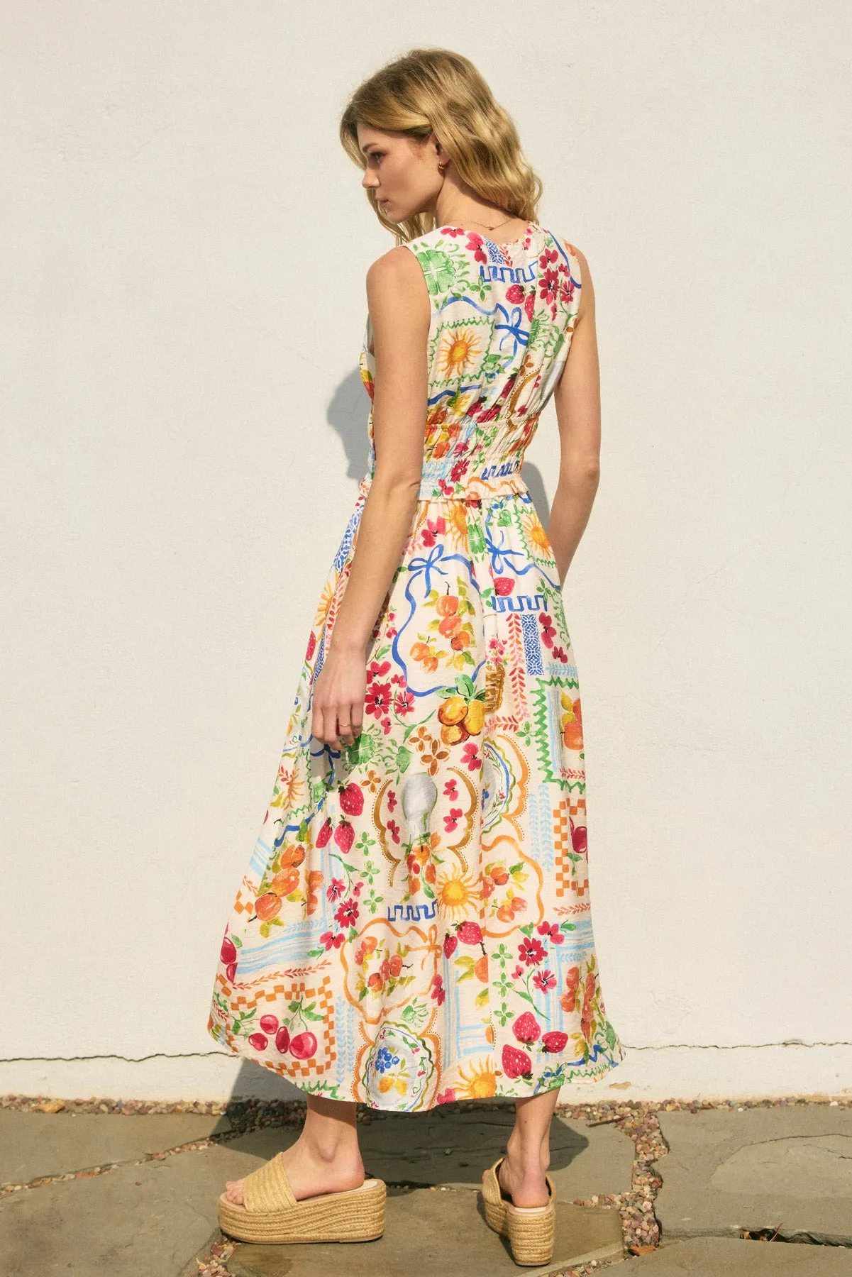 Harper Poplin Shirred Waist Midi Dress