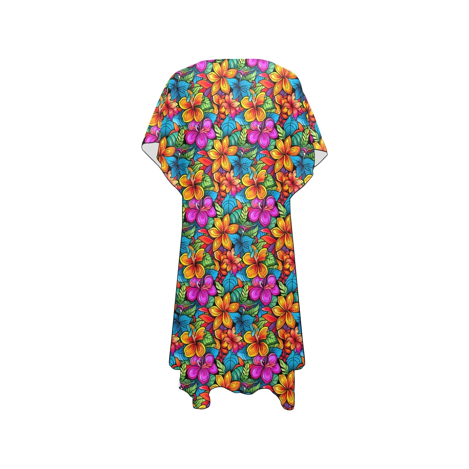 Hawaiian Tropical Chiffon Mid-Length Coverup