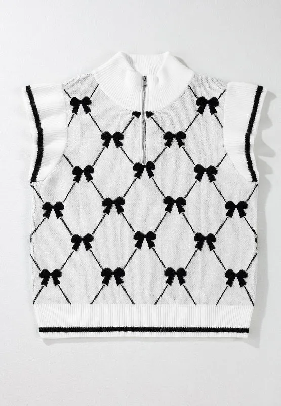 Hazel Blues® |  Bow Half Zip Sweater Vest