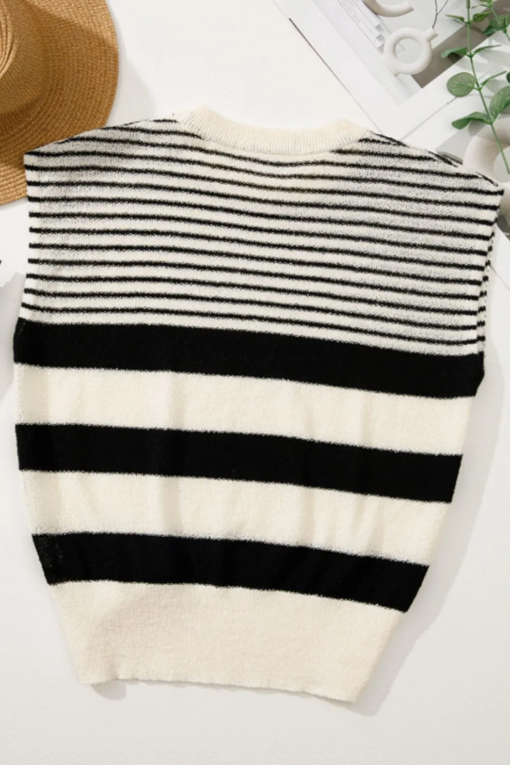 Hazel Blues® |  Striped Round Neck Sweater Vest