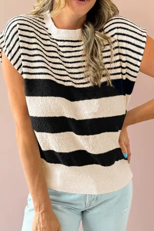 Hazel Blues® |  Striped Round Neck Sweater Vest