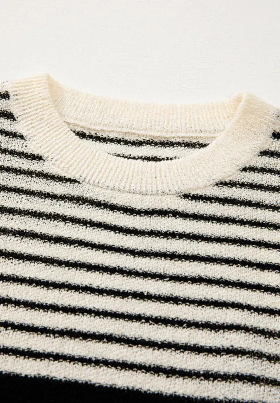 Hazel Blues® |  Striped Round Neck Sweater Vest