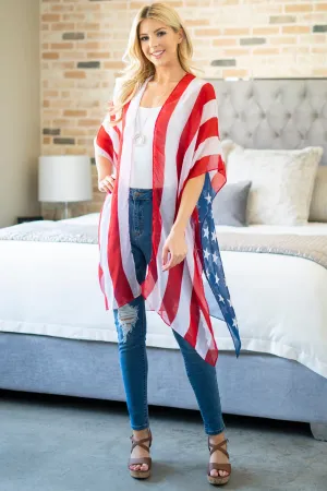 HDF2838 - USA ACCENT OPEN FRONT KIMONO
