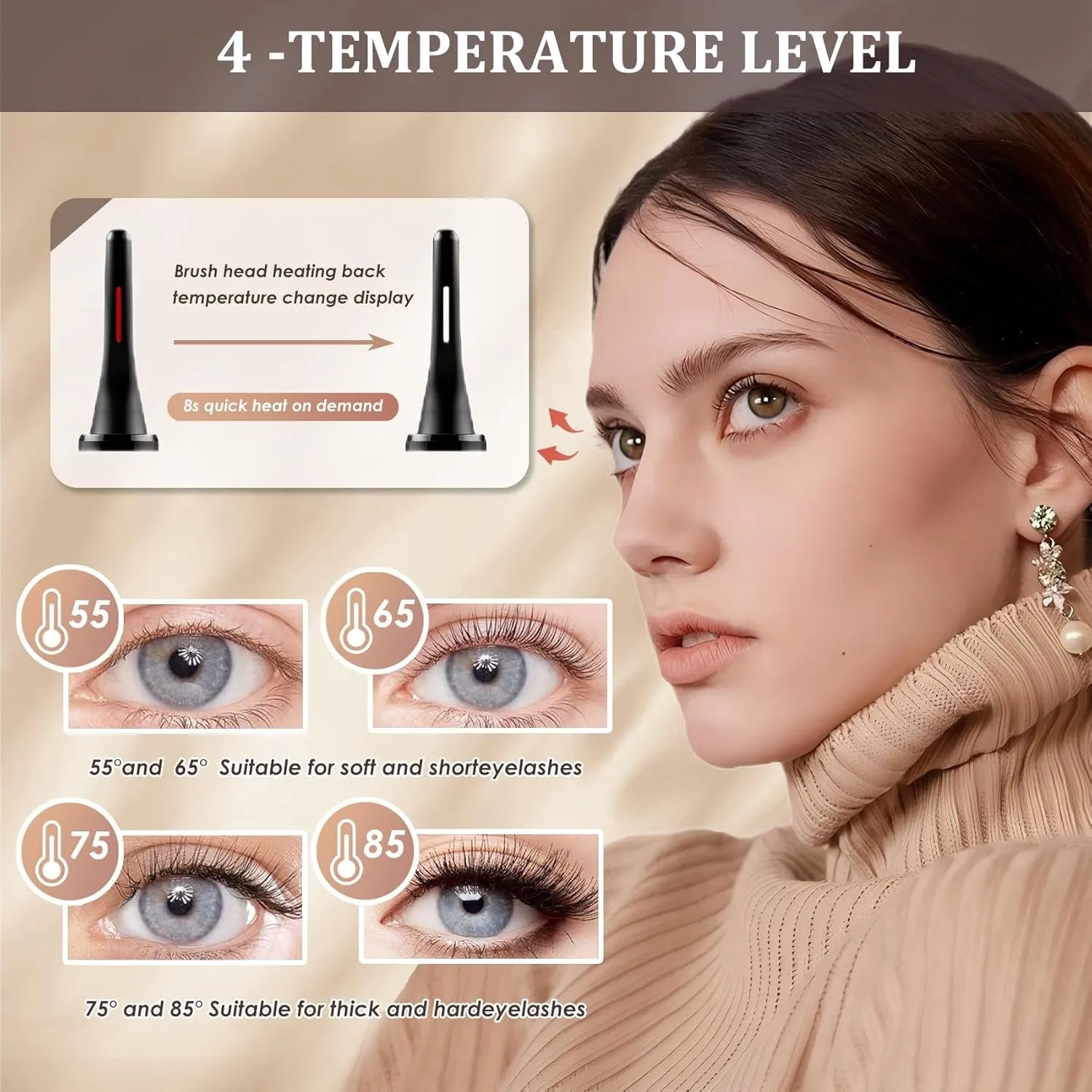 Heated Eyelash Curlers - Electric Eyelash Curler for Makeup Tools USB Rechargeable, Fast Heat up within 10S - 24 Hours Long Lasting, with 4 Heating Modes Eyelash Curlers with LED Display (Black)