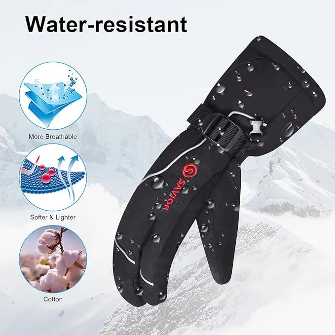 Heated Mittens Battery Gloves Men Women, SAVIOR HEAT 2023 Flexible Crab Finger Rechargeable Ski Mitten with 7.4V 2200mAh Battery for Winter Snow Skating Camping Hunting Hiking Motorcycle