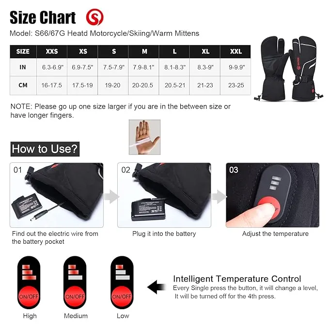 Heated Mittens Battery Gloves Men Women, SAVIOR HEAT 2023 Flexible Crab Finger Rechargeable Ski Mitten with 7.4V 2200mAh Battery for Winter Snow Skating Camping Hunting Hiking Motorcycle