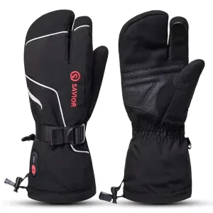 Heated Mittens Battery Gloves Men Women, SAVIOR HEAT 2023 Flexible Crab Finger Rechargeable Ski Mitten with 7.4V 2200mAh Battery for Winter Snow Skating Camping Hunting Hiking Motorcycle